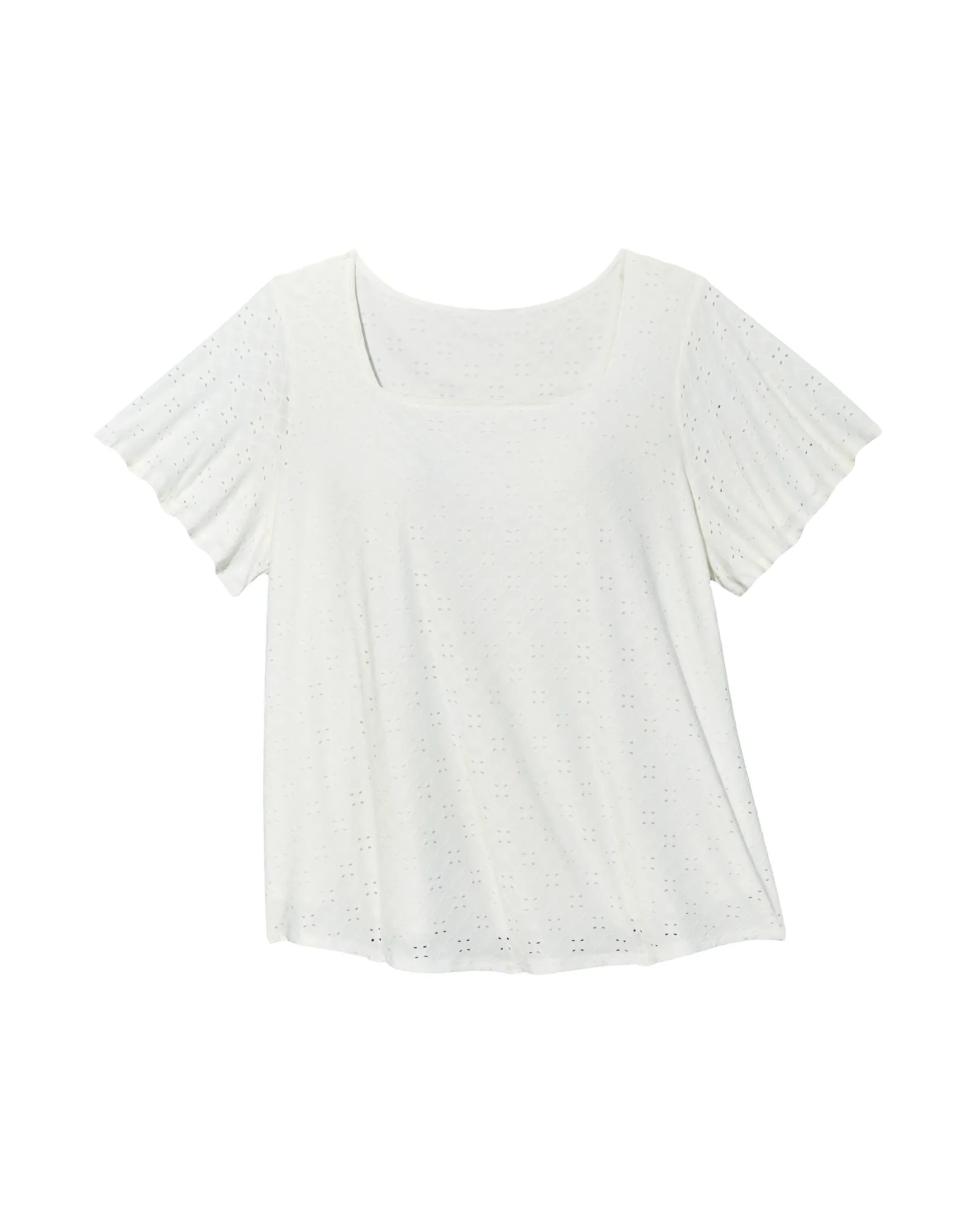Penelope Square Neck Short Flutter Sleeve Blouse | White